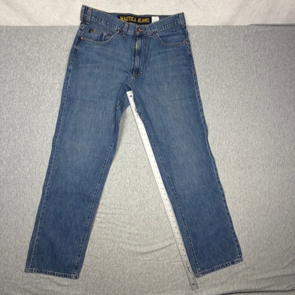 Nautica Jeans Company Mens 36x36 Straight Leg Medium Wash Denim Blue Jeans